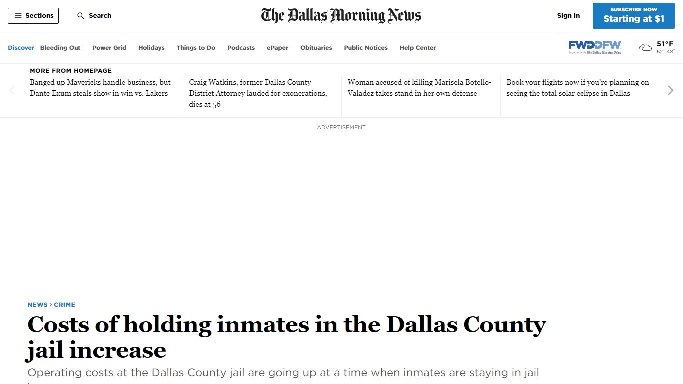 Costs of holding inmates in the Dallas County jail increase